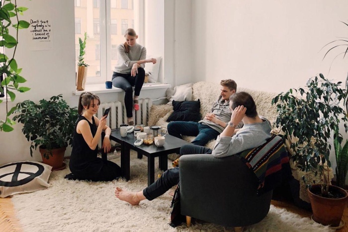 Friends at home