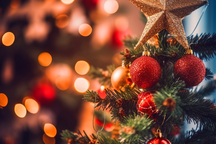 Christmas tree decorated with star